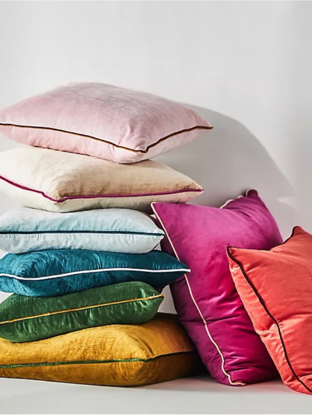 TWO 18” hot pink square pillows